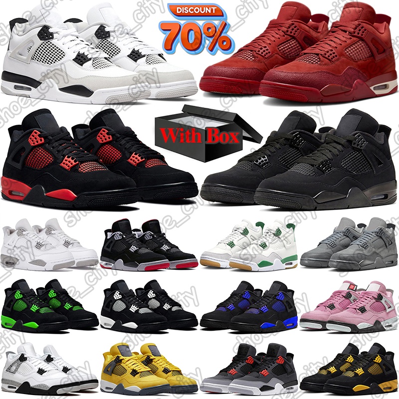 free shipping with box jordan4shoe shoes 4s designer sneakers outdoor trainers men womens Panda Black Cat 4 Red Thunder Bred White Infrared casual walking popular