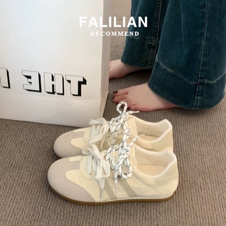 Ddmysports Hot Selling Yellow Leather Training Shoes For Women Spring New Versatile Thin Soled Lightweight Casual Sports Sneakers Outdoor Shoes