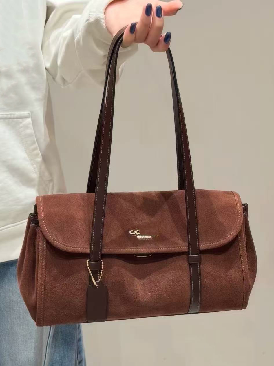 2026 new designer bridget 35 shoulder bag women suede oxhide luxury handbag flip cover hasp large capacity lady crossbody bag fashion shopping bag tote bag Sizt 35cm