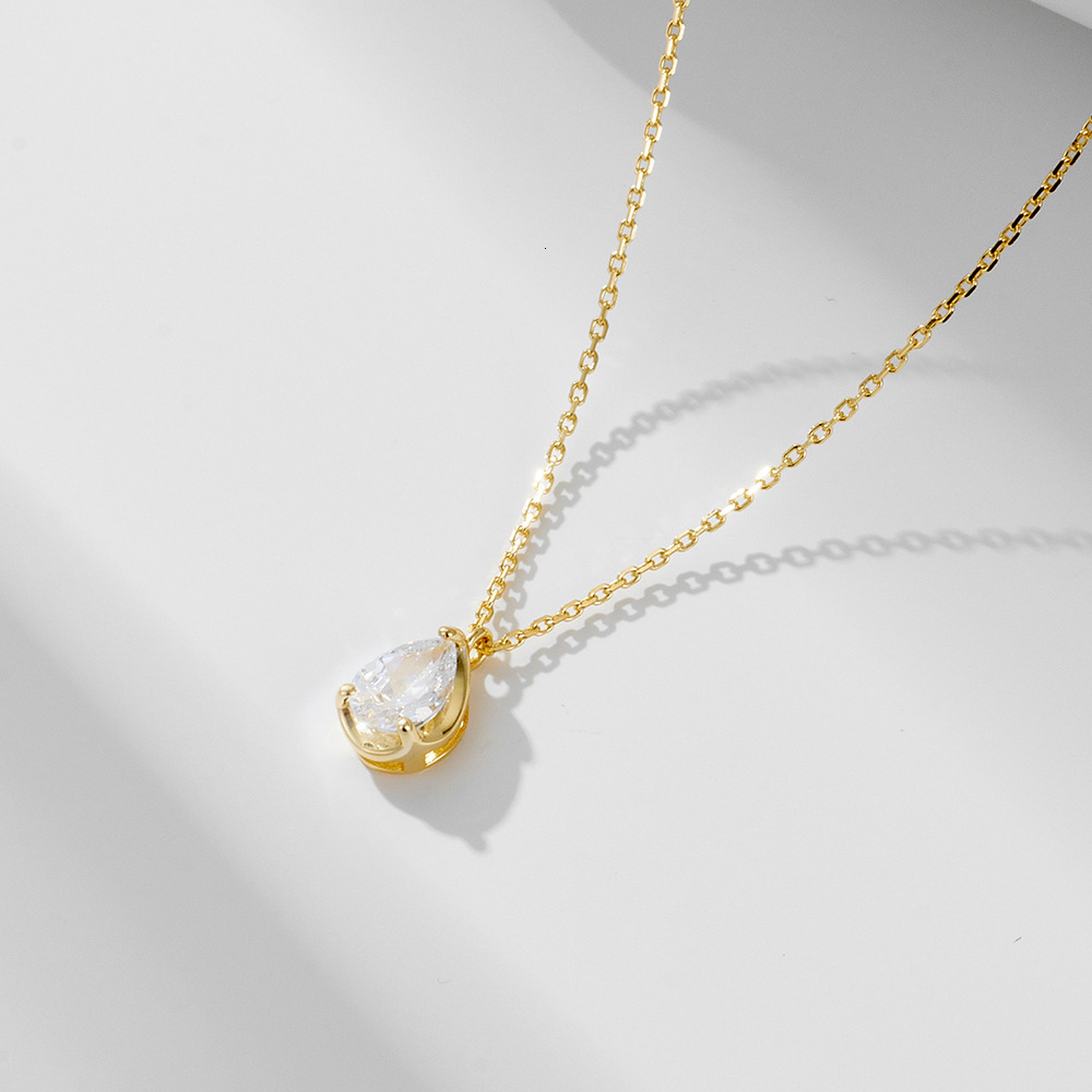 S925 Sterling Silver Water Drop Zircon Necklace for Women, Light Luxury Ins Niche Design, High-End Simple Pendant Collarbone Chain