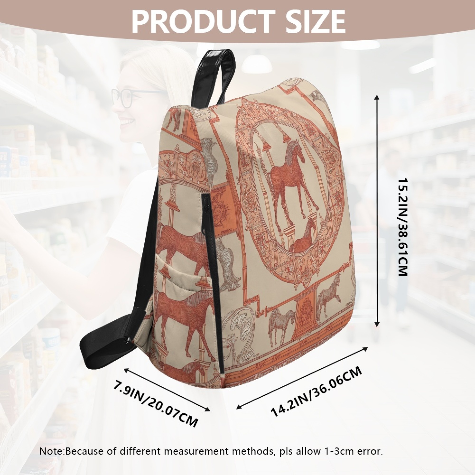 Custom H Designer Fashion Anti Theft Backpack Luxury Horse Pattern Unisex Full Print Backpack Laptop Bag Travel Bag H52