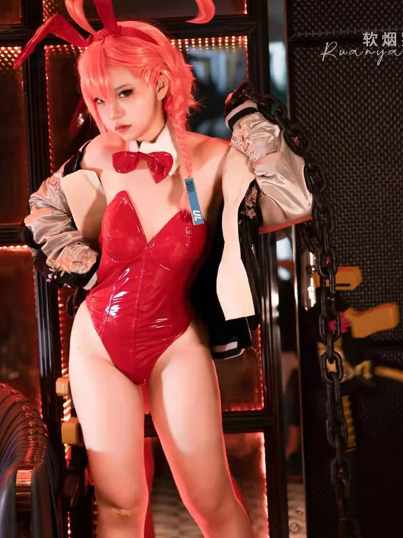 Sexy Vneck Chest Wrap Glossy Lacquer Cute Girl Slim Rompers Cosplay Bodysuits Japanese Style Bobysuit For Women WT14 251231