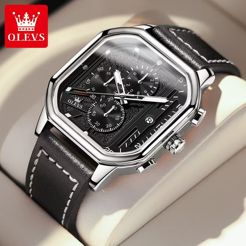 Elegant Punk-Inspired LED-Lit Durable Mens' Chronograph from Oulis Weatherproof and Stylish