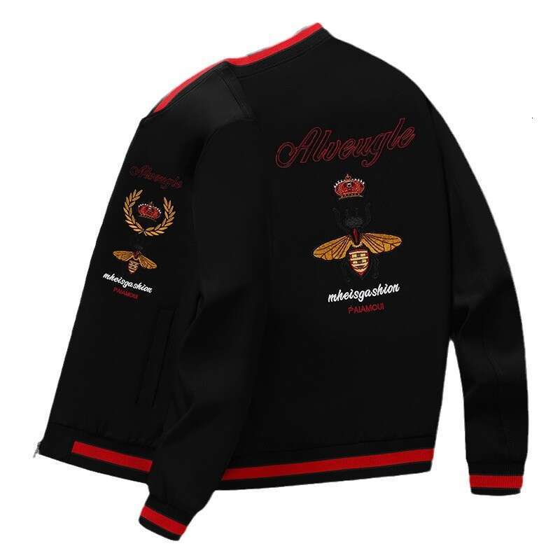 Little Bee Embroidered Men's Brand European High-End Version Pilot Jacket Men