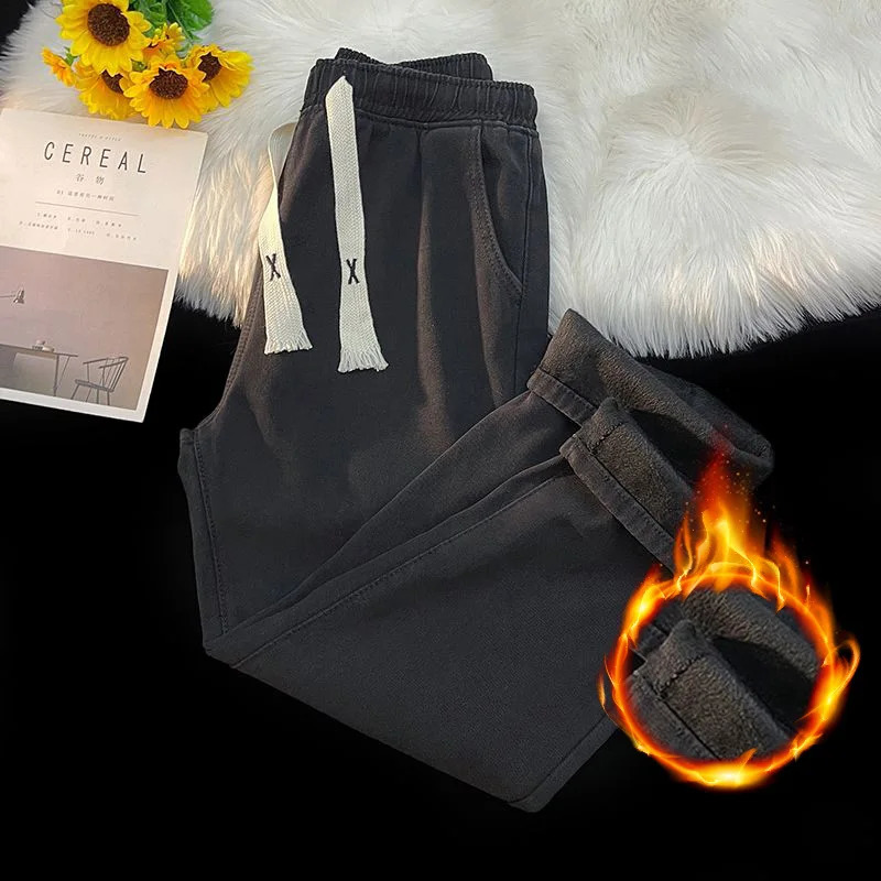 Thick Winter Straight Mens Jeans Fleece Warm Loose Plush Trousers Fashion Casual Wideleg Denim Pants Male 251226