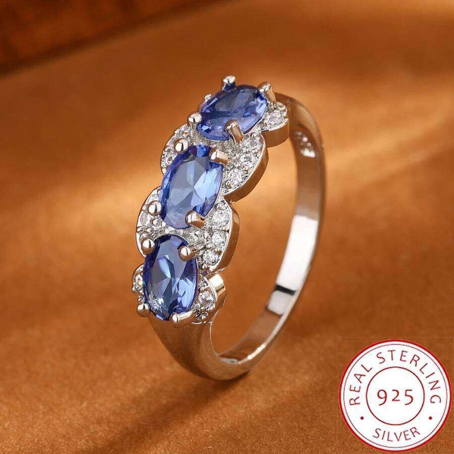 Exquisite Blue CZ for Women Premium 925 Sterling Silver | High-Quality Fashion Jewelry Gift Wedding Ring