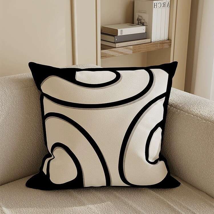 Light Luxury High-End Beige Abstract Art Modern Minimalist Pillowcase for Living Sofa Model Room