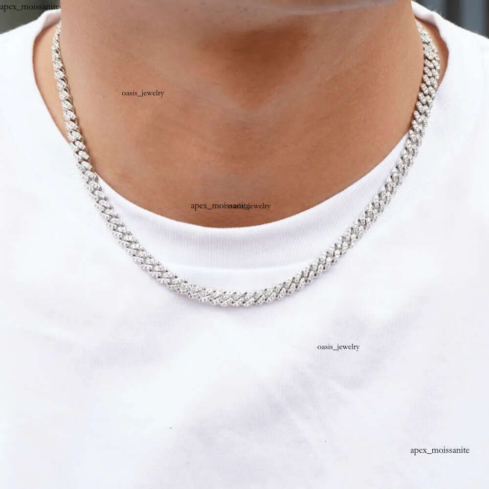 bracelet pendant necklaces fine jewelry 8mm VVS moissanite necklace cuban k sterg sier women men chain miami cubank 3c