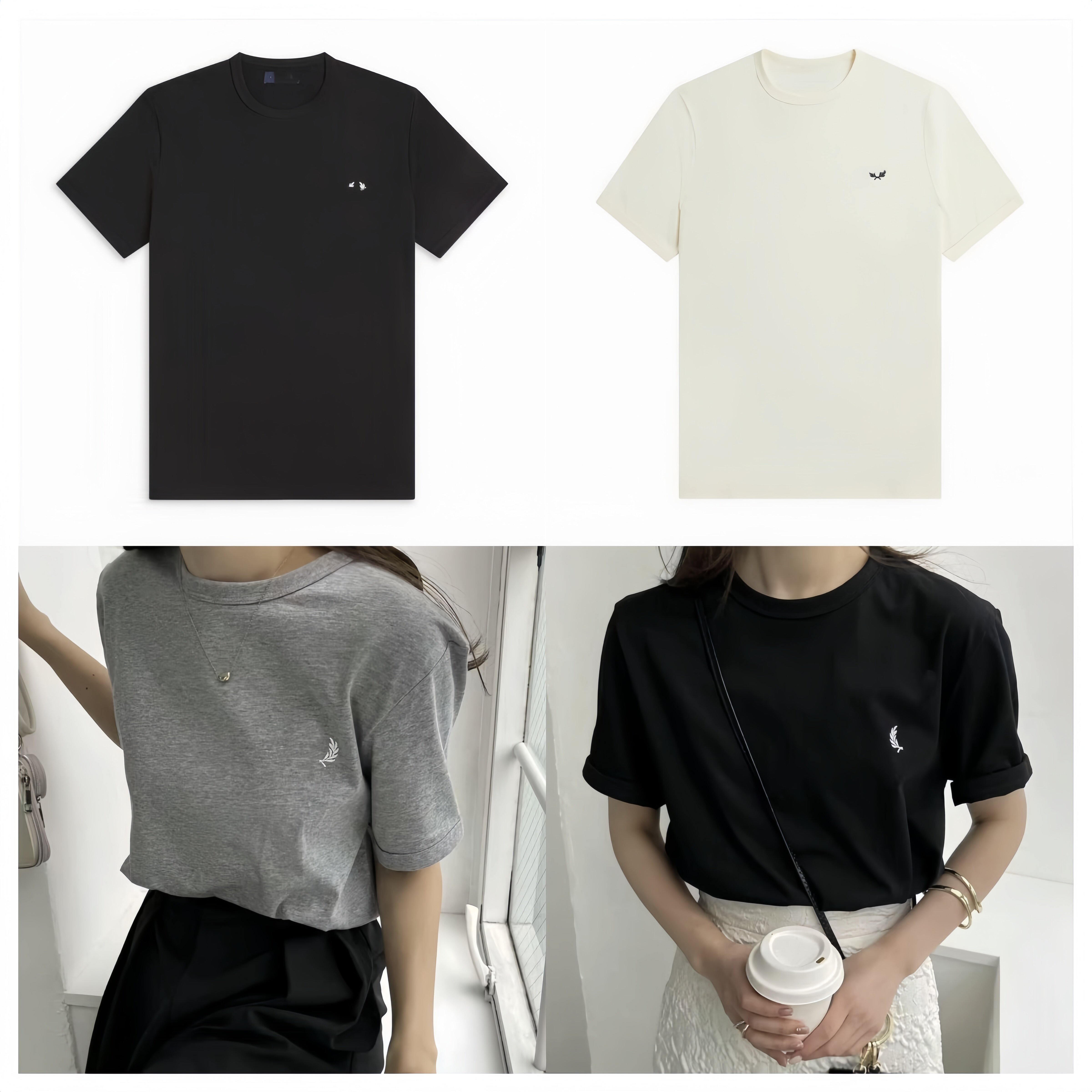 With Logo T Shirt UK Laurel Wreath Embroidery GB FP Brand Designer Summer Tees T-shirt Pure Cotton Women girl Woman Man