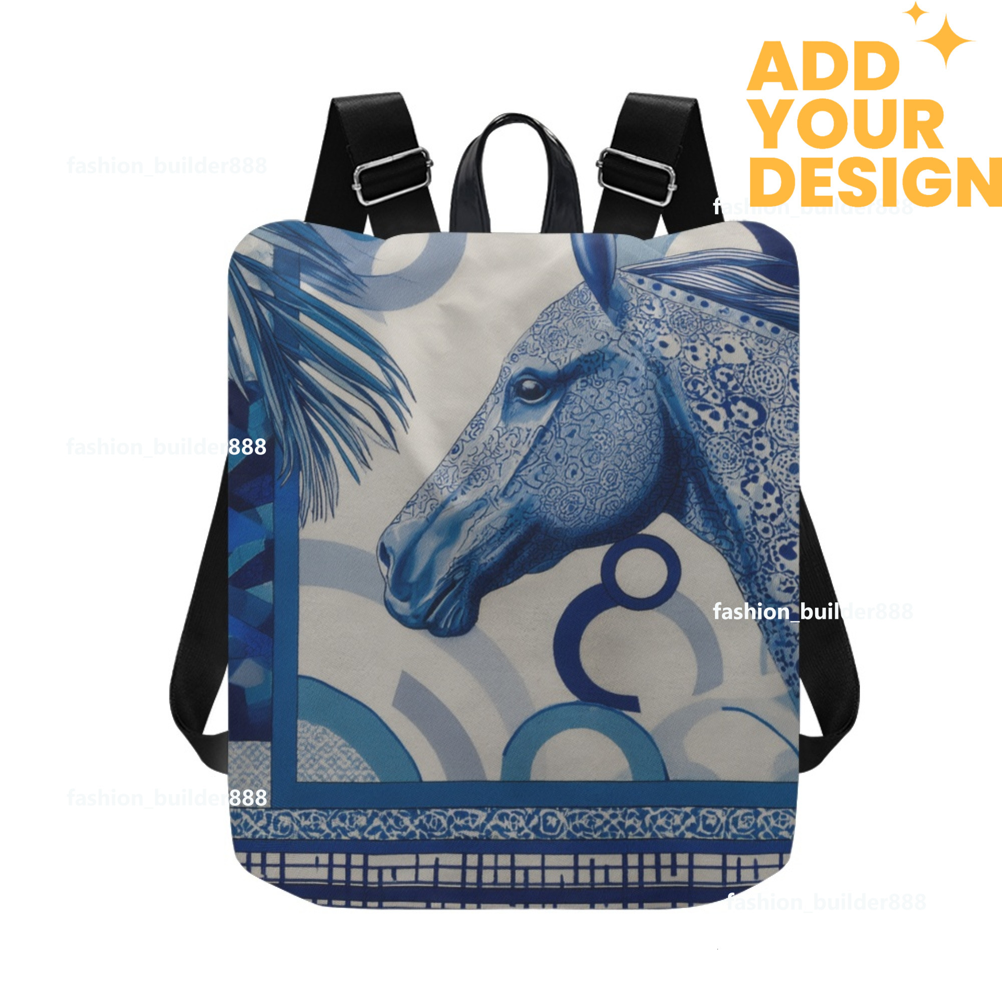 Custom H Designer Fashion Anti Theft Backpack Luxury Horse Pattern Unisex Full Print Backpack Laptop Bag Travel Bag H55