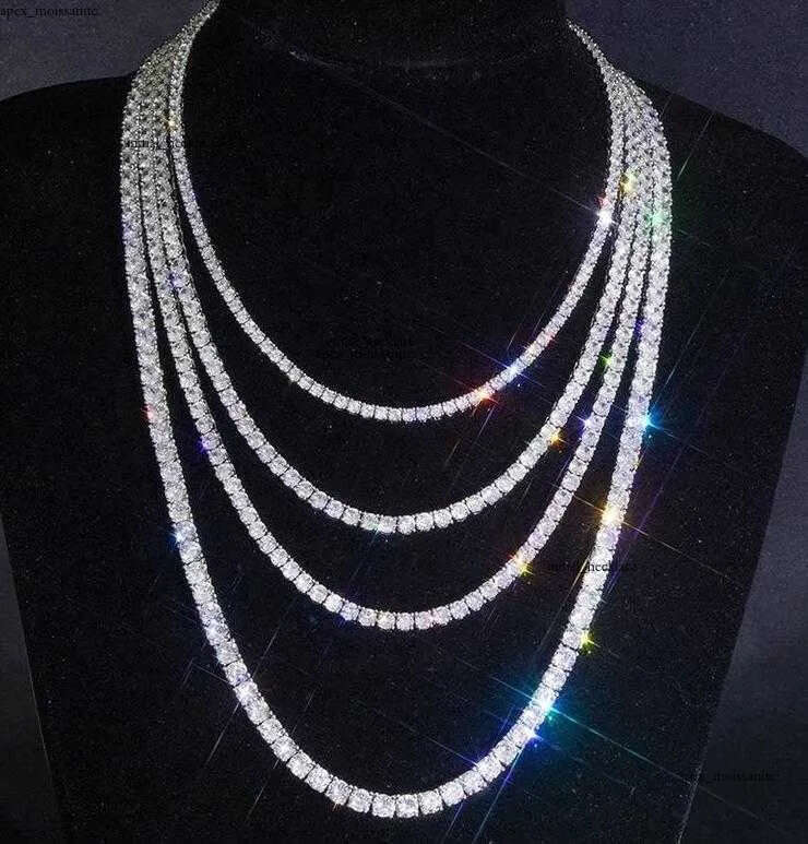 Bling Luxury Vvs Moissanite 925 Silver Chain Charm Jewelry Sexy Iced Out Tennis Diamond Necklace Men