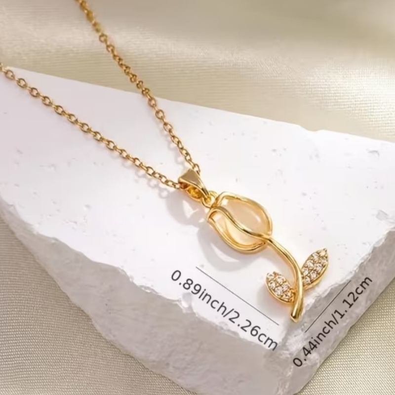 Valentine's Day Gift Tulip Pendant Necklace Gold/Silver Fashion Jewelry Romantic Birthday Present