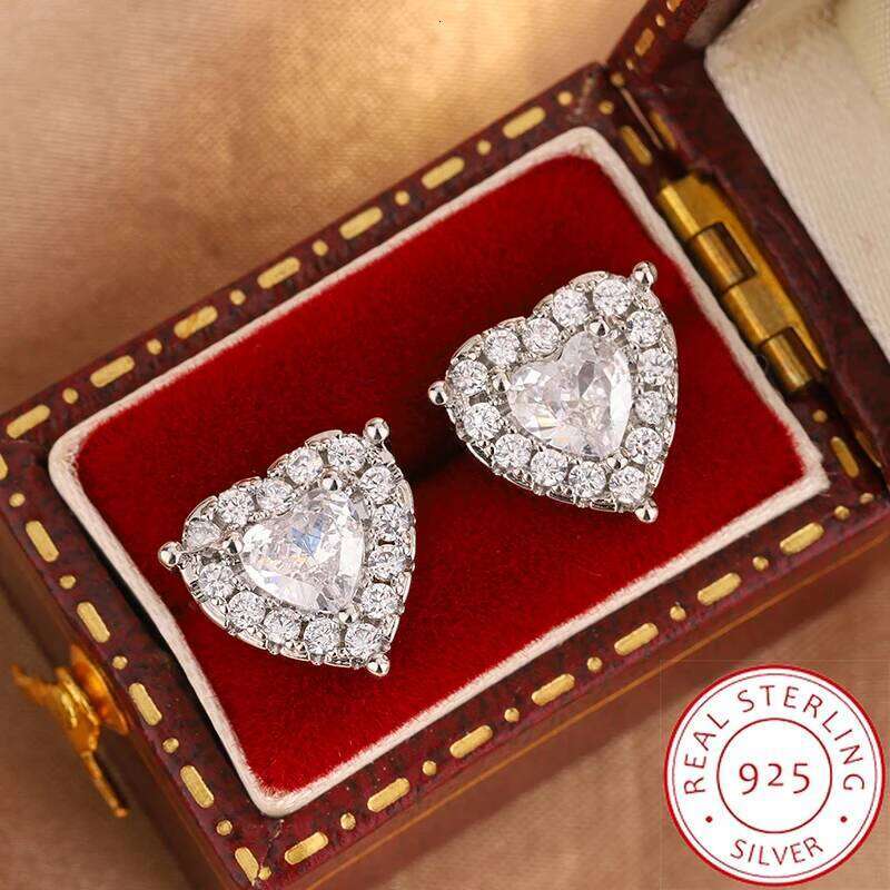 Classic Heart-shaped Earrings for Women's- High-quality Full-diamond Zircon Anniversary Gift Party Jewelry