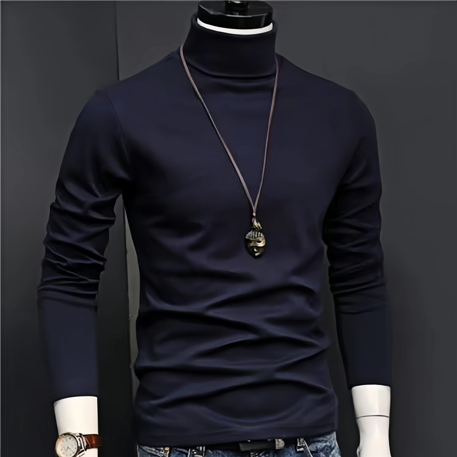 Mens Thermal Underwear Top Slim Fit Long Sleeve High Neck Shirt Autumn Winter Clothes Thin Tights for Cold Weather 251225