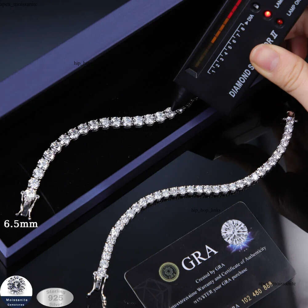Fashion Diamond 5mm 6.5mm Sier Gold Plated Fine Jewelry Bracelet VVS Moissanite Tennis Chain for Men Women Gift 35