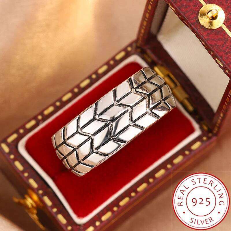 2026 New Men's and Women's Rings - Tire-shaped Party Jewelry, Hip-hop Style Jewelry 925 Silver-plated Ring