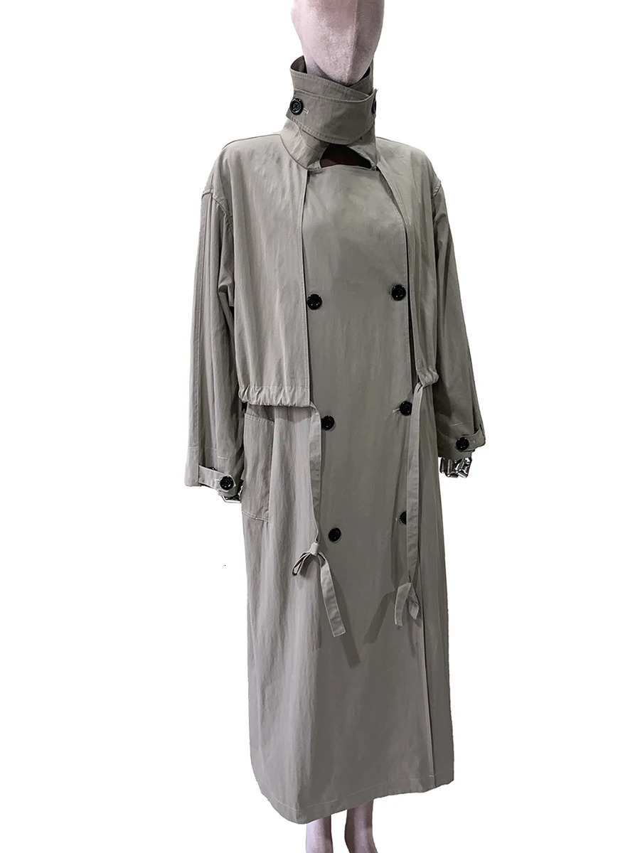 Mauroicardi Autumn Oversized Black Flowy Soft Thin Long Trench Coat for Women Loose Casual Korean Fashion Clothes Overcoat 2025 251231