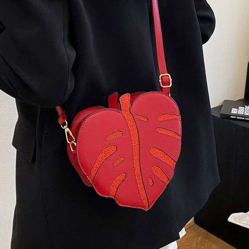 Hot Trendy Versatile Solid PU Zipper Sweet Women's 2026 High Quality Simple Maple Leaf Shape Shoulder Bags For Women