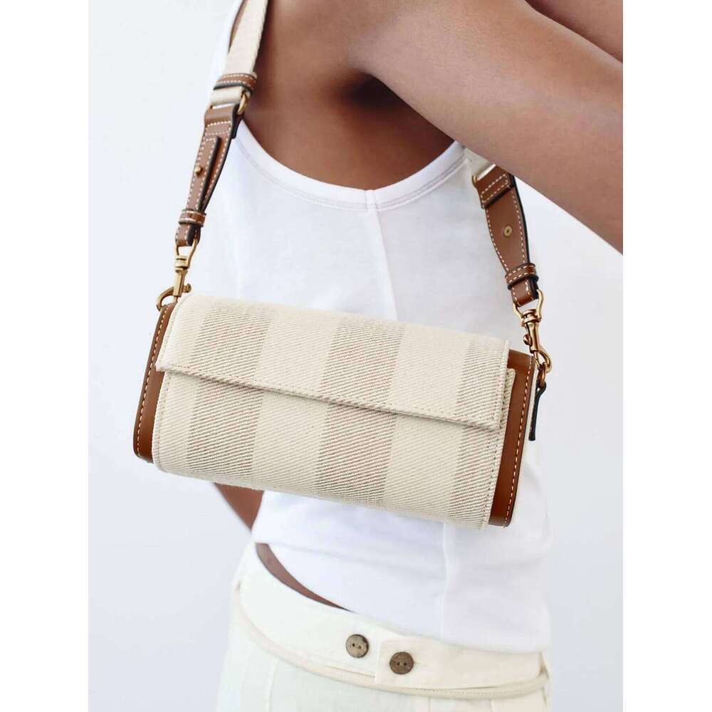 Wide Strap Women's Vintage Crossbody Bag Summer Tote Ladies Luxury Handbags One Shoulder Armpit Small Cylinder Bags For Femele