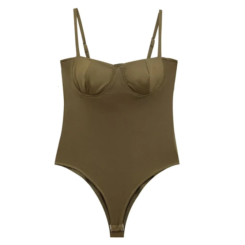 HXAO Corset Bodysuit Women Summer Slip Sexy Slimming Body Sleeveless Tops Backless Satin Brown s Swimwear 251231