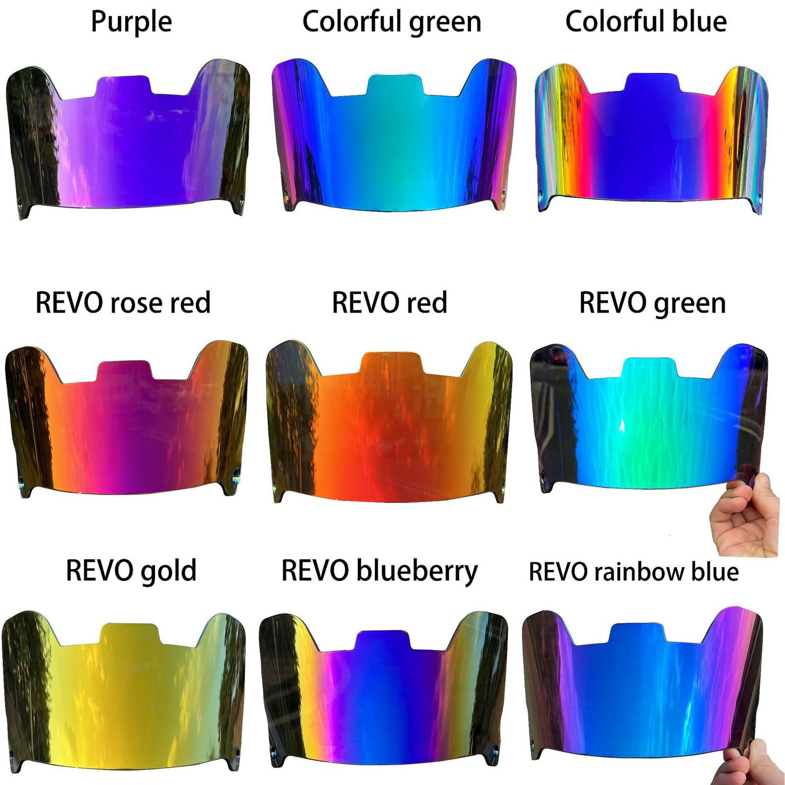 Universal Fit American Football Helmet Visor Rugby Rainbow Chrome Tinted Eye Shield Visors with Clips 241015