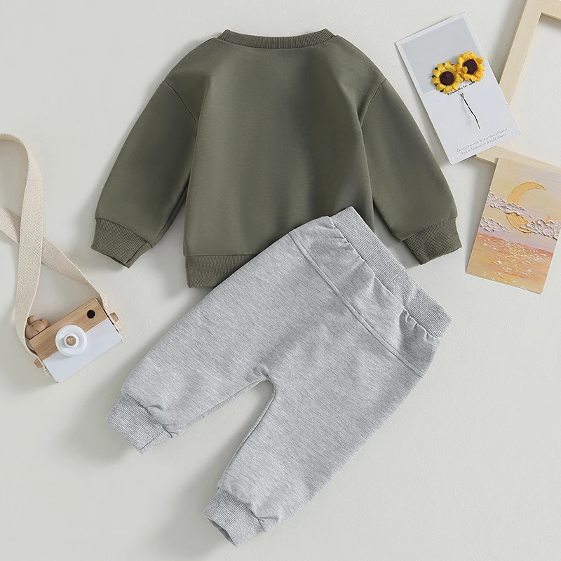 Citgeett Autumn Toddler Boys Fall Outfits Letter Print Long Sleeve Sweatshirts and Pants Spring Clothes Set 251230
