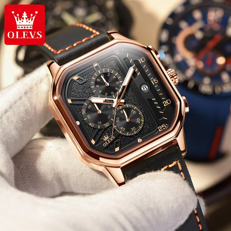 Elegant Punk-Inspired LED-Lit Durable Mens' Chronograph from Oulis Weatherproof and Stylish