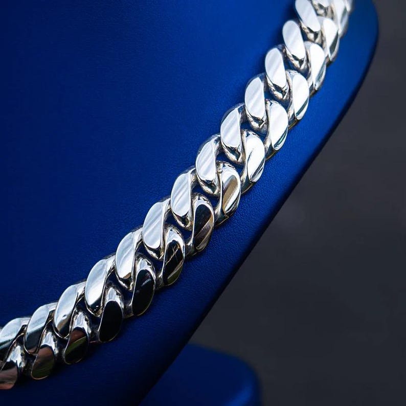 20mm Miami Cuban Link Chain Men Women Chain Cuban Necklace 925 Sterling Silver Handmade Silver Chain bracelet