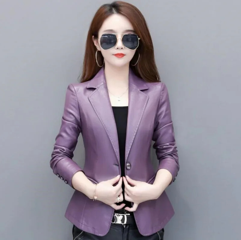 Spring Genuine Leather Jacket Women Korean Fashion Slim Sheepskin Coat Black Red Real jackets ladies Casual Blazer femme 251205
