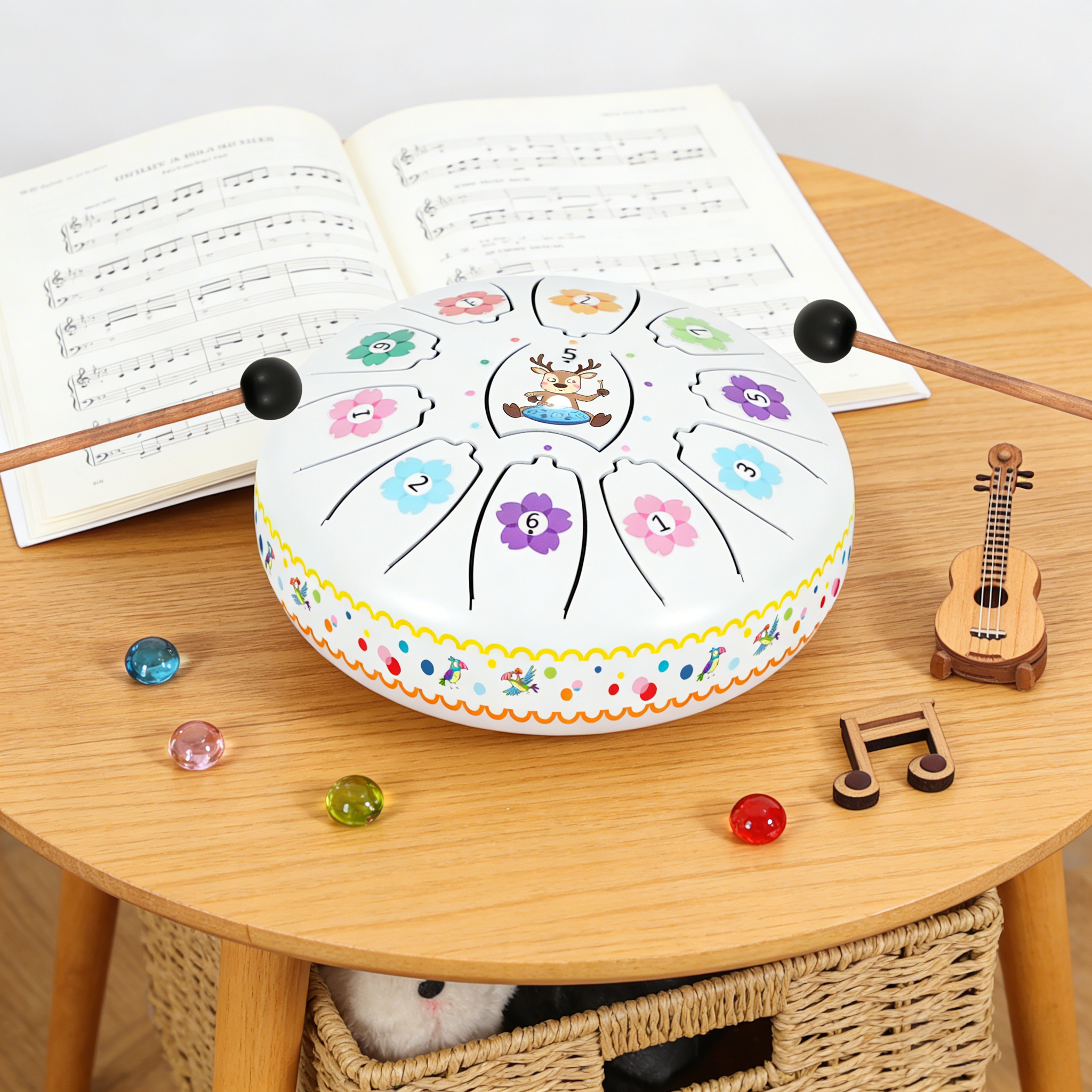 Cartoon-Patterned Introductory Musical Instrument Carbon Steel Tongue Drum Wholesale Purchase YP-1002