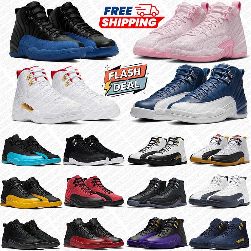 Free shipping designer shoes basketball shoes 12 12s men Black White Blue for mens sneakers trainers sports outdoor shoe 40-47