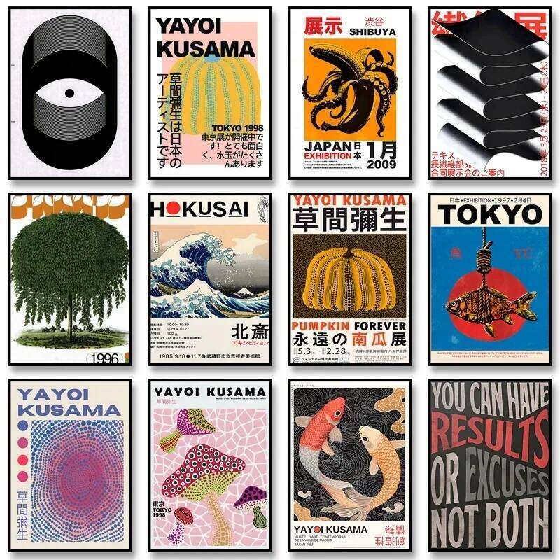 Vintage Japanese Poster Abstract Canvas Painting Print Wall Art Picture for Living Room Cuadros Home Decoration Gift 26N0104