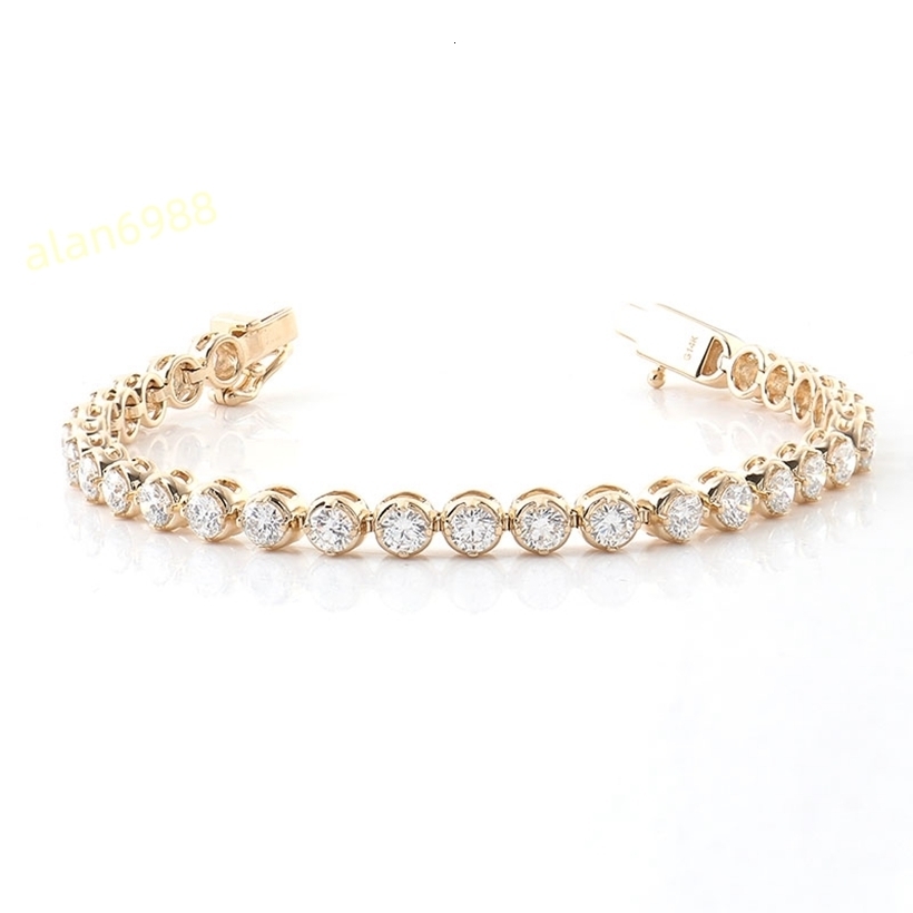 Fashion Iced Out 10k Yellow Gold 3mm DEF VS CVD HPHT Lab Grown Diamond Tennis Bracelet for Men Woman Bracelet