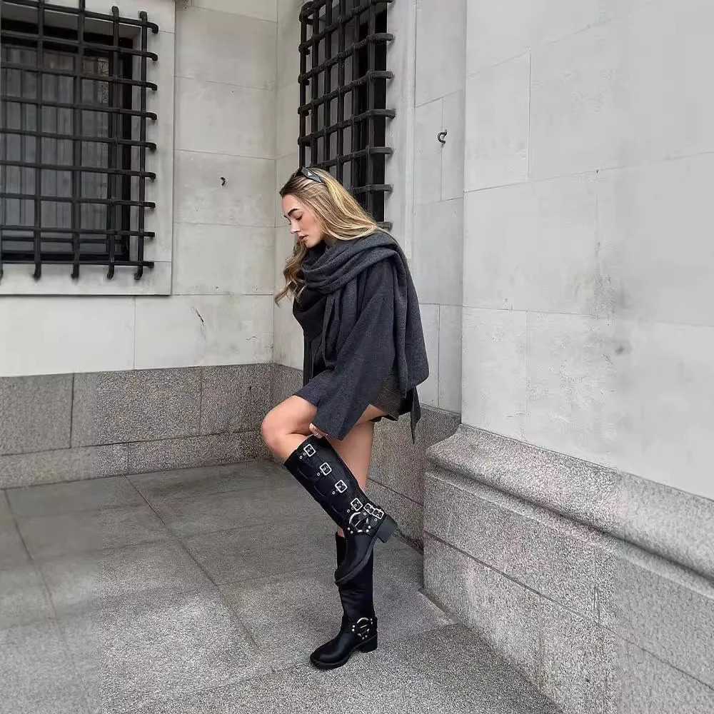 Women Fashion Scarf Decorated Woolen Jacket Casual Solid Long Sleeve Loose Warm Overcoat 2025 Autumn Winter Lady Chic Coat 251216