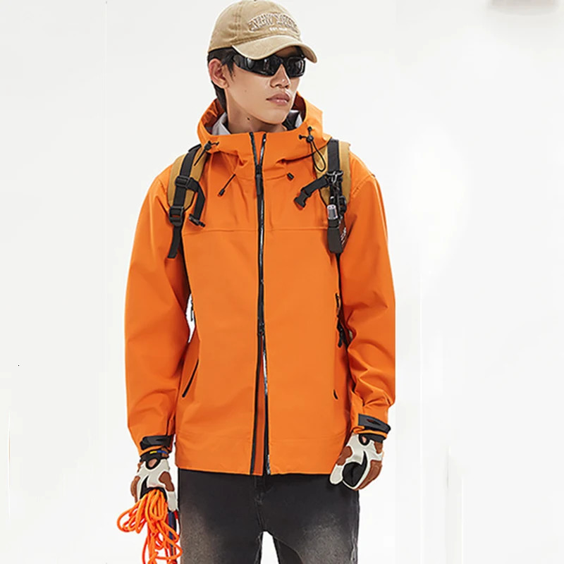 Mens Rain Jackets Lightweight Windbreaker Jacket with Arm Pocket Hood for Outdoor Adventure Hiking Coats 251205