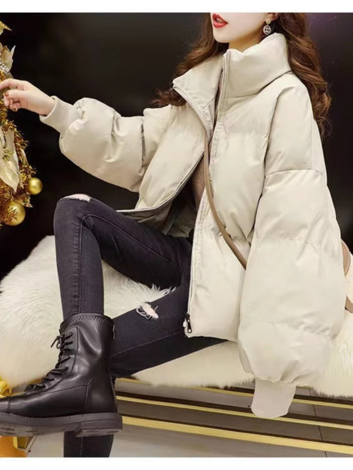 Winter Glossy Down Parka women's Waterproof Coat Embroidery jacket large size Loose Winter Warm Thick Parka Women Jacket 210819