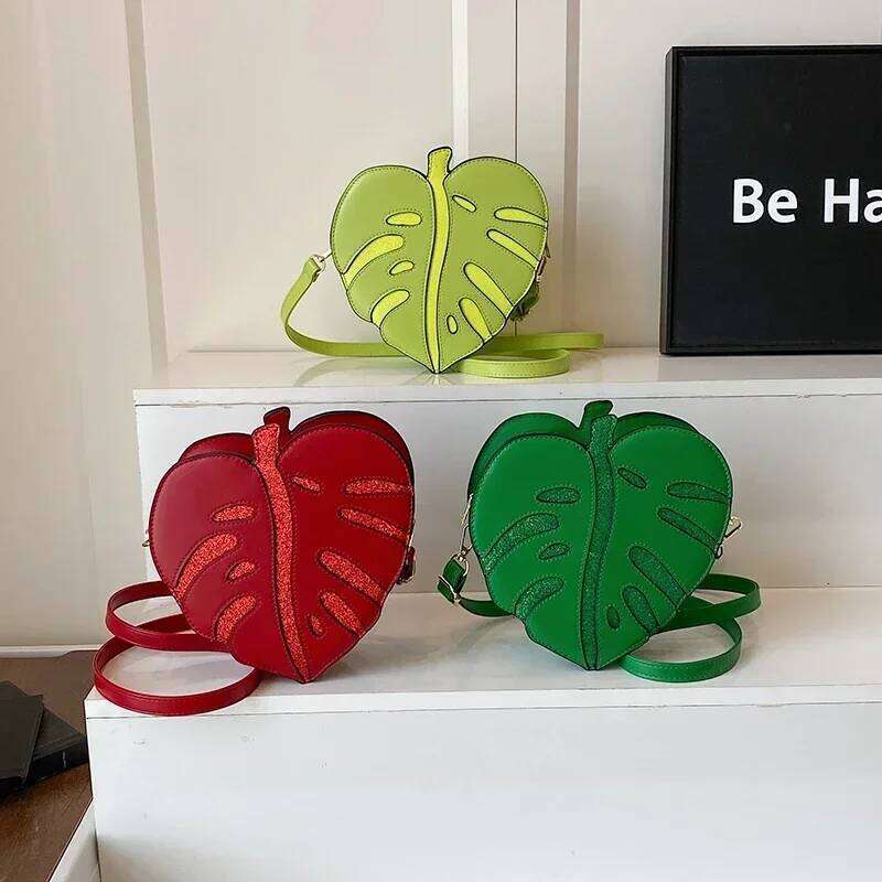 Hot Trendy Versatile Solid PU Zipper Sweet Women's 2026 High Quality Simple Maple Leaf Shape Shoulder Bags For Women