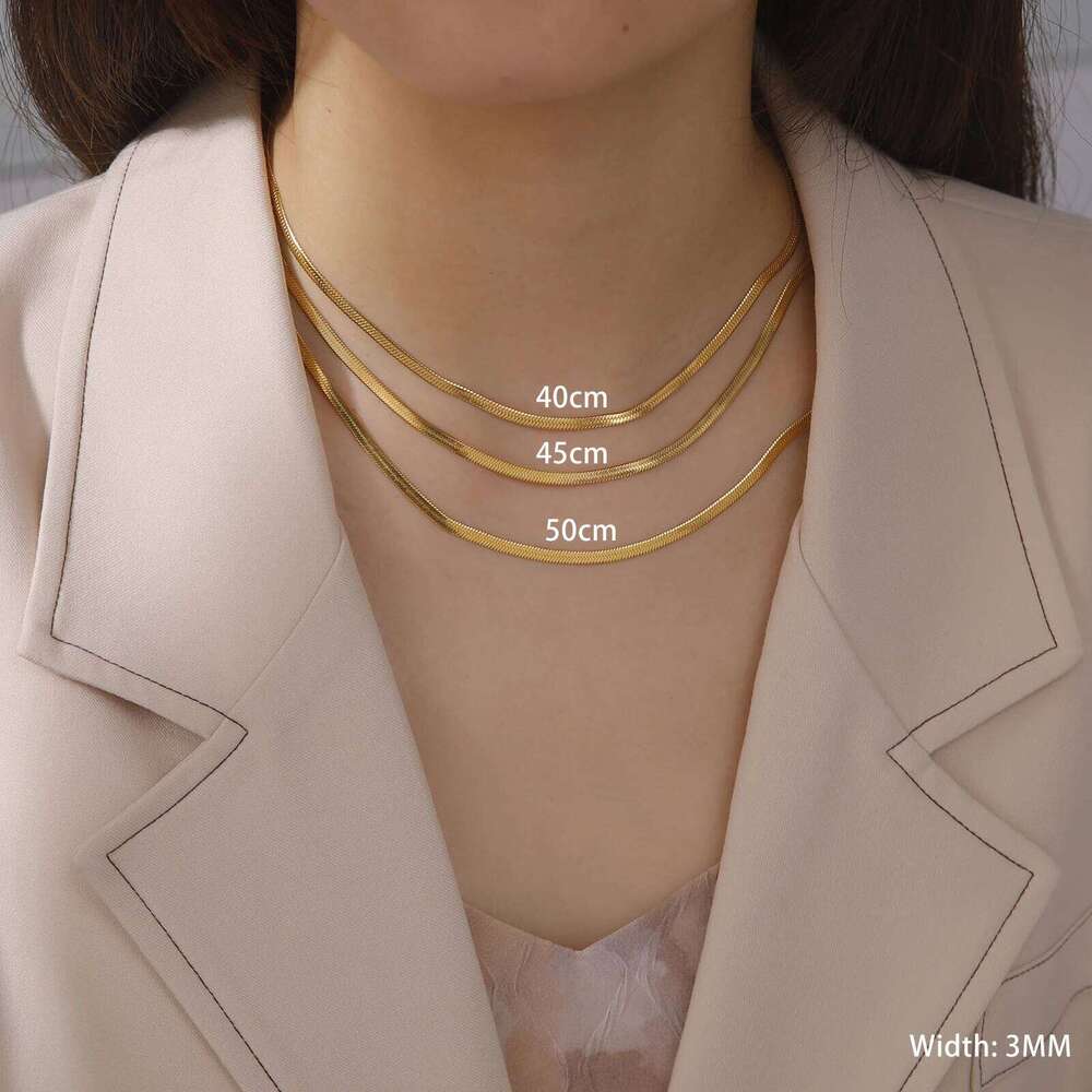 Skyrim Stainless Steel Snake Chain Necklace for Women Men Gold Color Herringbone Choker Neck Chains 2025 Trend Jewelry Gift Hot 26L0104