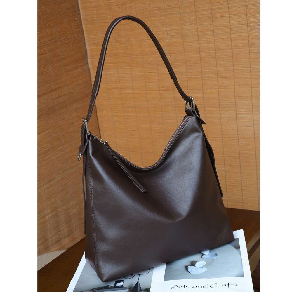 Luxury shoulder bag handbag Hobo genuine leather women's bag retro large capacity tote bag with crystal vegetable tanned cowhide cover, new cross