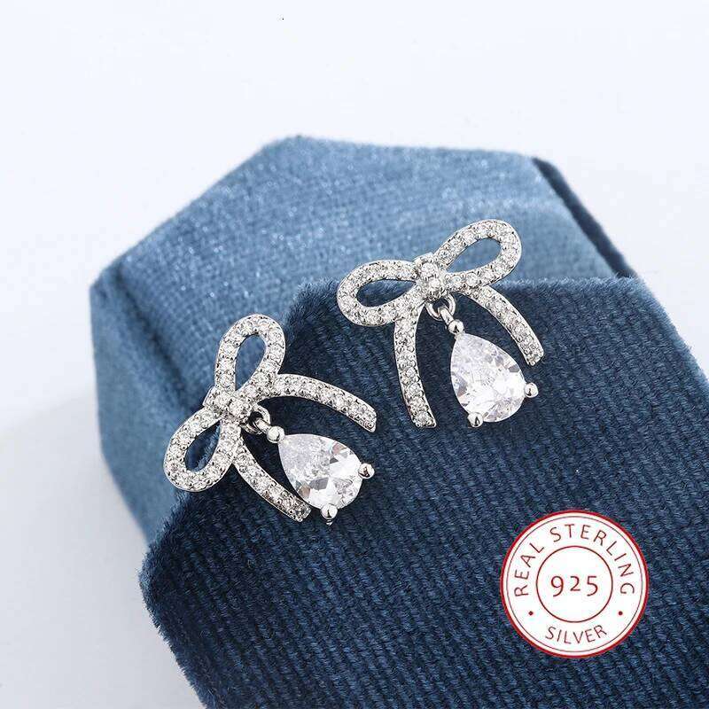 Stylish 925 Silver Plated Women's Earrings Exquisite Butterfly Zircon Anniversary Party Jewelry Christmas Gift