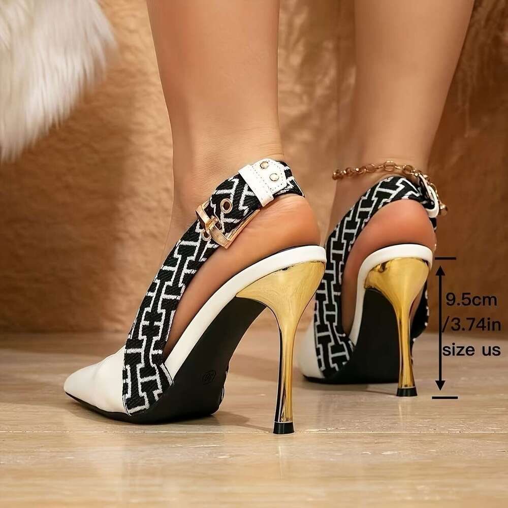 Women S Elegant Pointed Toe Stiletto Lace Ankle Metal Buckle White PU Face Super High Heel Suitable For Formal Occasions Weddings Parties Exquisite MO