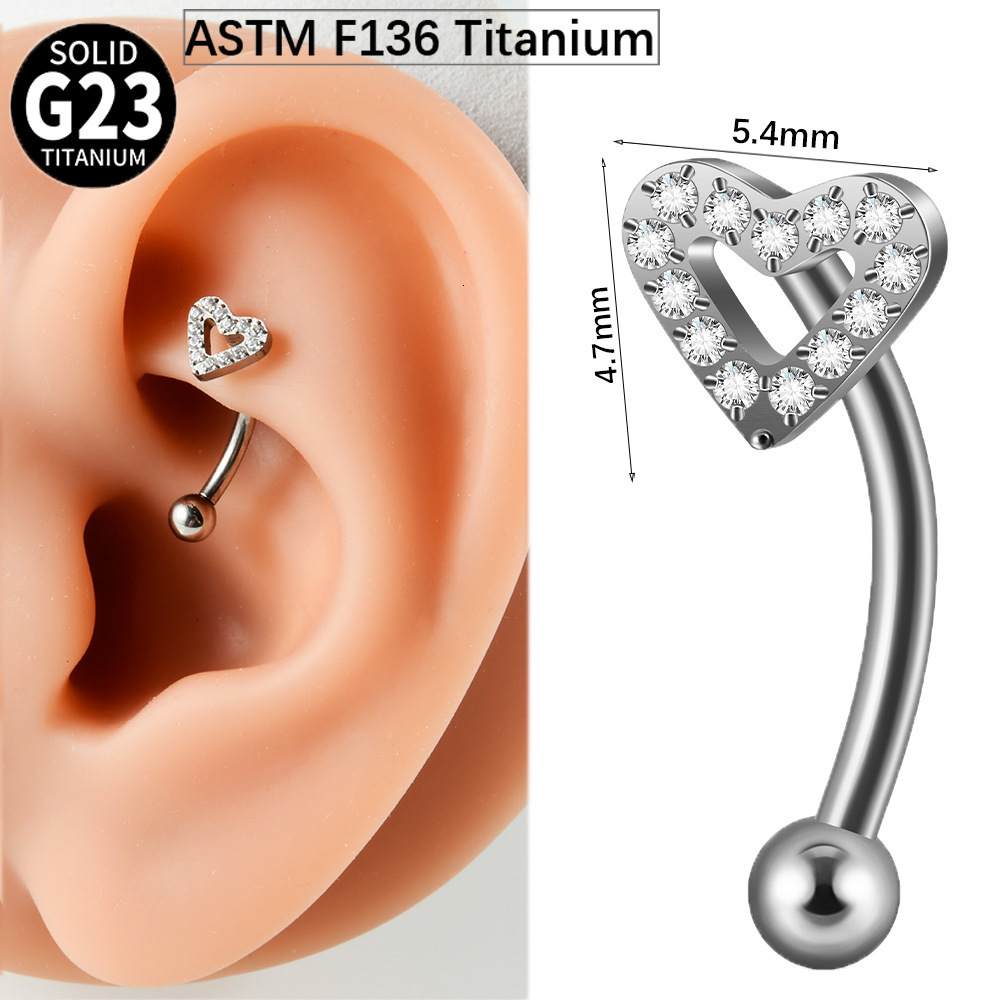 G23 Flower Zircon Earrings 16G Internal Thread Curved Rod Eyebrow Studs Marquise Butterfly Heart Five-Star Ear Bone Studs 250903