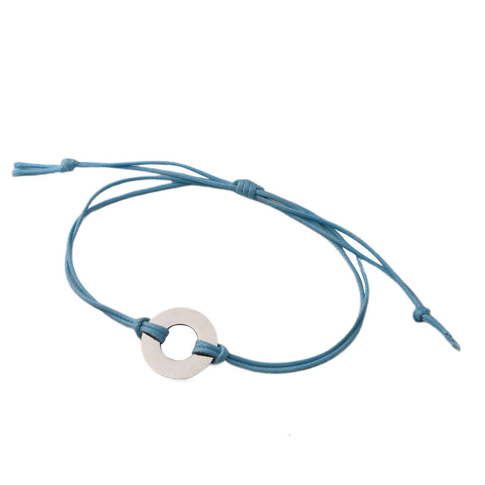 European and American Cross-Border Simple Titanium Steel Round Ring Wax Rope Adjustable Braided Bracelet Personalized
