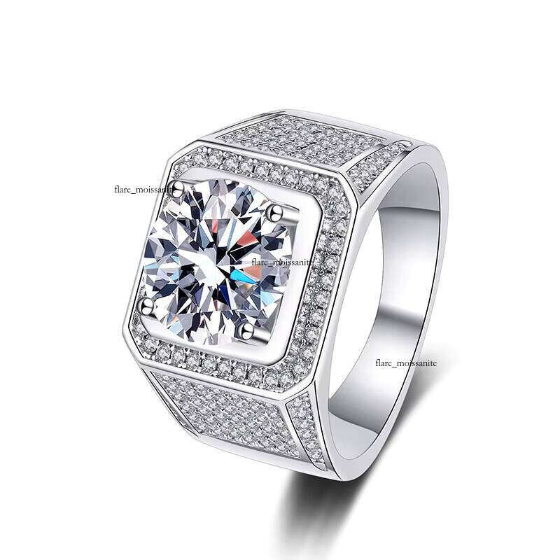 Hiphop 925 Sterling Silver Silicon Stone VVS Moissanite Men and Women Luxury Ring Rhodium Plated Spot Wholesale
