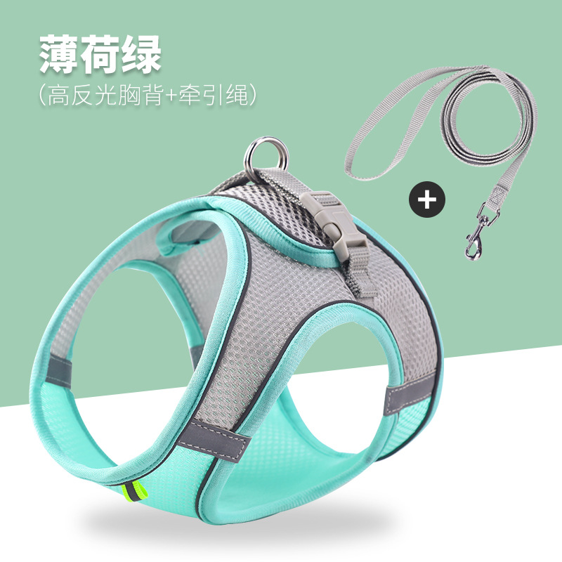 Cat leash anti slip vest style breathable reflective pet chest harness small dog walking cat leash pet supplies