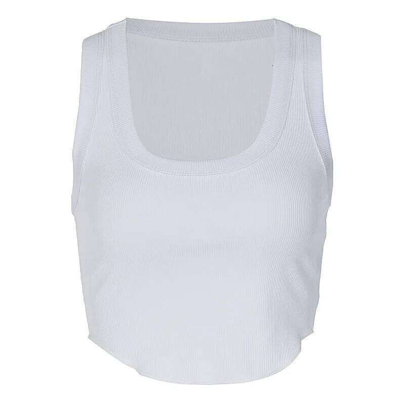 Ribbed Square Neck White Sexy Slim Y2K Crop Tank Top Summer Women Goth Clothes Streetwear Vacation Casual Wholesale