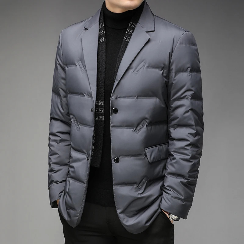 Mens Winter Fashion HighQuality down Jacket 90 White Duck Warm Coat with Removable Scarf Suit Collar M4XL Sizes 251225