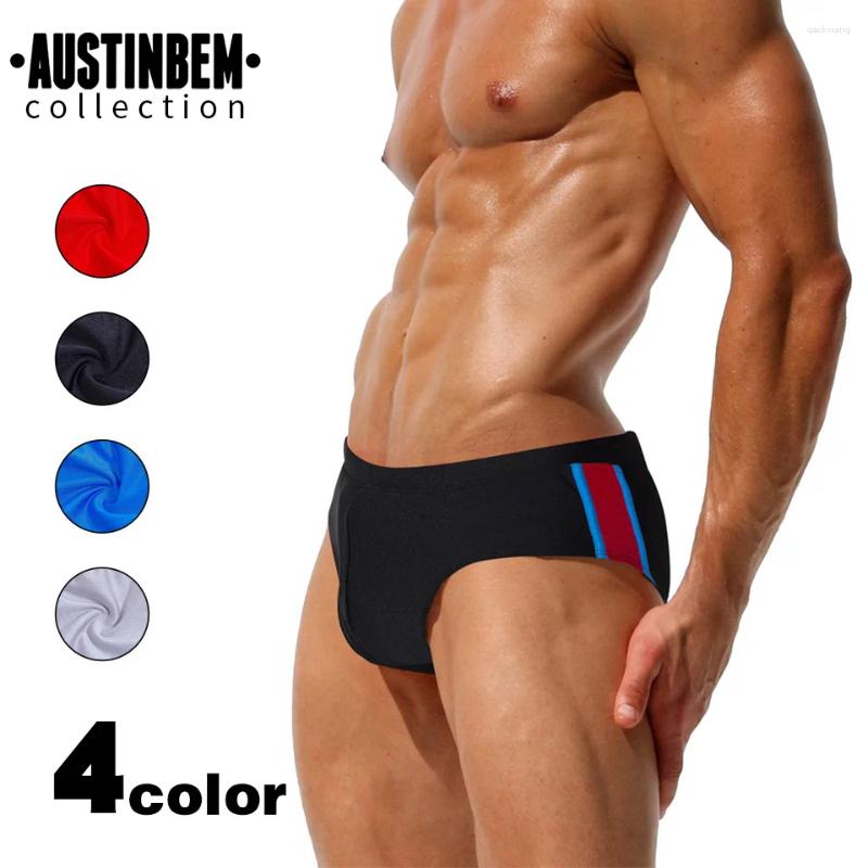 Men's Swimwear Austinbem Men Fashion Swimming Trunks Summer Slim Fit Swimsuit Boy Swim Suits Boxer Z260314