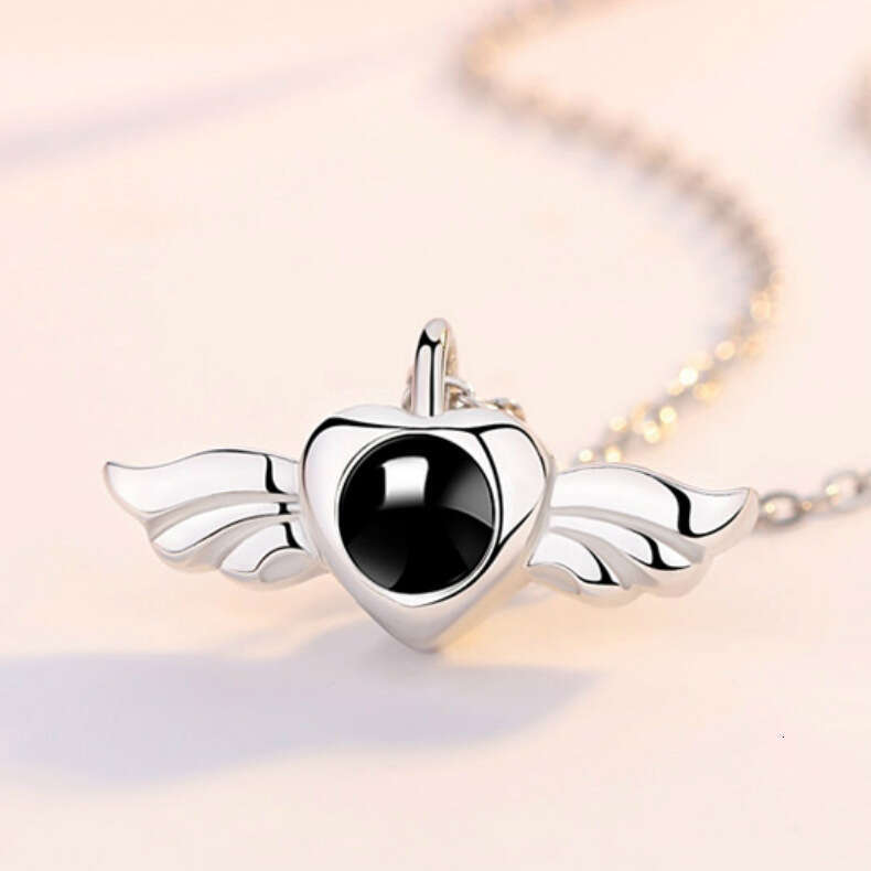 Factory Wholesale 520 Love Memory Necklace S925 Silver Angel Projection Pendant with 100 Languages for Women