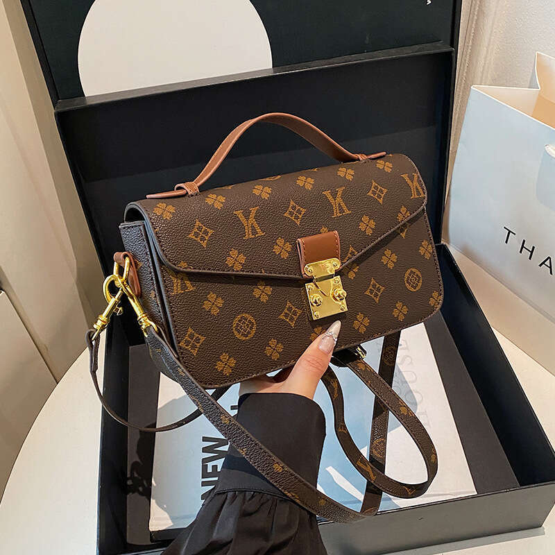 High-end for Women 2026 New Style Women's Color-blocking Retro Print Small Square Elegant Ladies' Shoulder Crossbody Bag